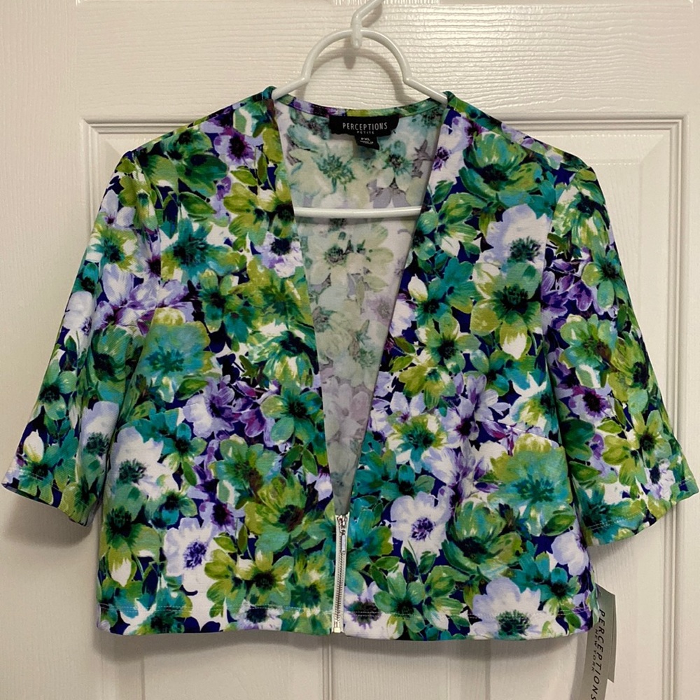 Green and purple floral jacket